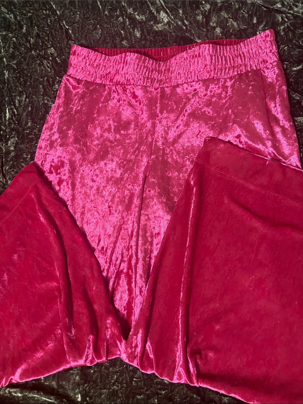 Pink Crushed Velvet Wide Leg Pants Size L